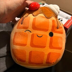 Squishmallow cute Waffle Plush with Cherry Topper
